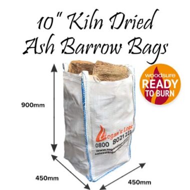 Kiln Dried <strong><span style='color: #7e7e7e'>Ash</strong> Hardwood Logs in Barrow Bags 10 Inch