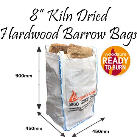 Kiln Dried <strong><span style="color: #02e402;">Birch</strong> Hardwood Logs in Barrow Bags 8 Inch