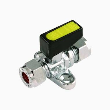 Mini Gas Ball Valve 8mm x 8mm - with Foot Plate