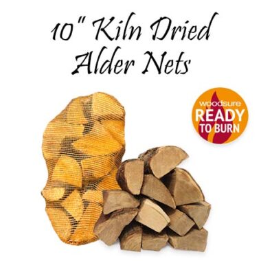 Kiln Dried <strong><span style='color: #fdbe03'>Alder</strong> Hardwood Logs in Nets 10 Inch